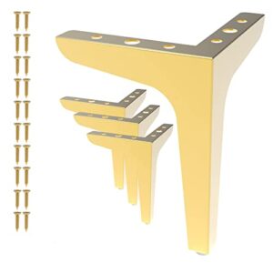 5 inch furniture legs set of 4 right angle furniture legs metal table legs metal modern style sofa legs chair legs heavy duty sofa replacement feet for couch, nightstand, ottoman, cupboard (gold)