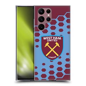 Head Case Designs Officially Licensed West Ham United FC Hexagon Pattern Crest Graphics Soft Gel Case Compatible with Samsung Galaxy S22 Ultra 5G