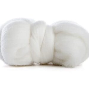 Merino Wool Roving, Extra Fine Combed Top, Color Snow, 19 Micron, Perfect for Felting Projects, 100% Pure Wool, Made in The Italy