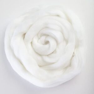 Merino Wool Roving, Extra Fine Combed Top, Color Snow, 19 Micron, Perfect for Felting Projects, 100% Pure Wool, Made in The Italy