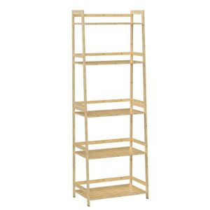 wtz bookshelf book shelf, bookcase storage shelves book case, ladder shelf for bedroom, living room, office mc-508(natural)
