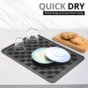 Tuffen Silicone Dish Drying Mat for Kitchen Counter, Heat Resistant Mat, Dish Drying Pad, Easy to Drain and Clean (Black, 12" x 16.8")