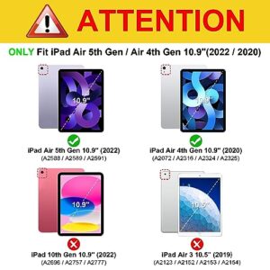 Fintie Case for iPad Air 5th Generation (2022) / 4th Generation (2020) 10.9 Inch, Multi-Angle Viewing Protective Cover with Pencil Holder & Pocket, Auto Sleep/Wake, Lilac Marble
