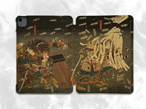 cute japanese antique samurai case compatible with ipad mini air pro 7.9 8.3 9.7 10.2 10.9 11 12.9 inch pattern cover new 2022 2021 trifold stand 3 4 5 6 7 8 9 generation 71 (11" pro 1/2/3 gen)