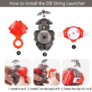 Konikiwa Battling String Bey Launcher, Dynamite Belial Top Burst Launcher Set, DB Launcher Left and Right Spin Launcher Compatible with All Bey Burst Series - Gray