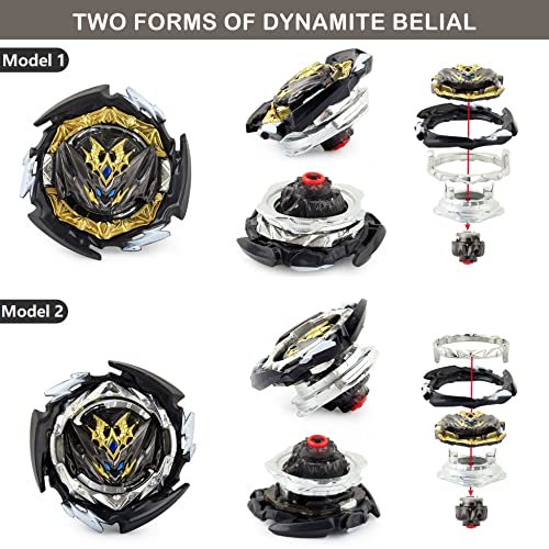 Konikiwa Battling String Bey Launcher, Dynamite Belial Top Burst Launcher Set, DB Launcher Left and Right Spin Launcher Compatible with All Bey Burst Series - Gray