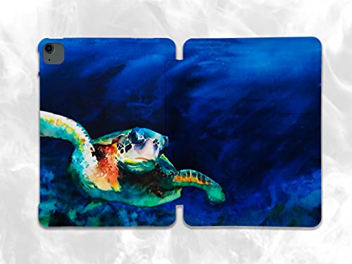 Cute Ocean Turtle Painted case Compatible with iPad Mini Air Pro 7.9 8.3 9.7 10.2 10.9 11 12.9 inch Pattern Cover New 2022 2021 Trifold Stand 3 4 5 6 7 8 9 Generation 91 (12.9 Pro 3/4/5 gen)