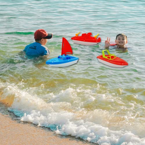 Toy Boat Bath Toys for Kids & Toddlers 3 Pack - Large 10" Floating Toy Boats for Bathtub, Kids Pool Toys, Beach Toys Outdoor Water Play by 4E's Novelty