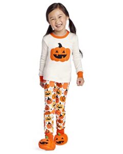 gymboree,unisex-child,gymmie long sleeve and pant cotton 2-piece pajama sets, big kid, toddler,halloween pumpkin,3t