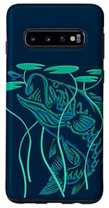galaxy s10 bass fishing bass rising lilly pad largemouth bass bluegreen case