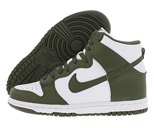 Nike boys Dunk High GS, White/Olive-db2179105, 6 Big Kid