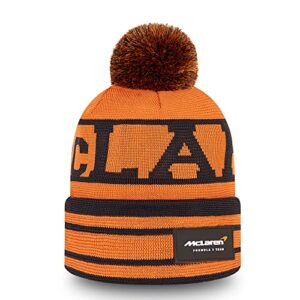 F1 McLaren 2022 Team Lando Norris #4 Bobble Cuff Beanie Hat Orange