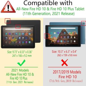 YHB Case for All-New Fire HD 10 & 10 Plus Tablet (11th Generation, 2021 Release), Slim Protective Case Folding Stand Multi-Angle Viewing TPU Back Cover, Cute Sloth