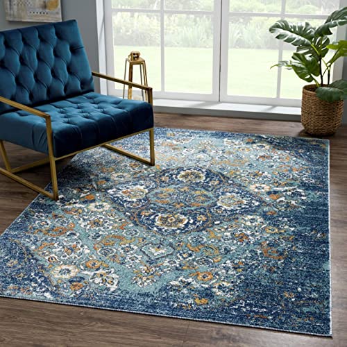 Oriental 4620 Floral Marine Blue Area Rug