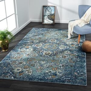 Oriental 4620 Floral Marine Blue Area Rug