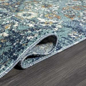 Oriental 4620 Floral Marine Blue Area Rug