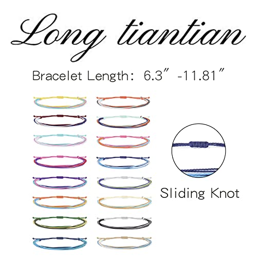 Long tiantian Waterproof String Bracelets for Girls Summer Wave Bracelet Friendship Handmade Wave Bracelet (P-16pcs-String Bracelets)