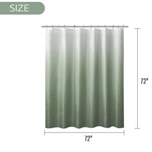 BBiggood Sage Green Shower Curtain with Hook, Ombre Waffle Weave Fabric, Green and White Gradient Fabric Bathroom Decor Shower Set, Washable, 72"x72"