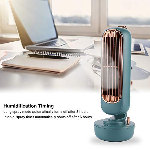 nusind Table Fan, Quiet Humidification Fan Portable Vintage Tower-Shape for Summer for Office Home(Green)