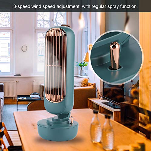 nusind Table Fan, Quiet Humidification Fan Portable Vintage Tower-Shape for Summer for Office Home(Green)