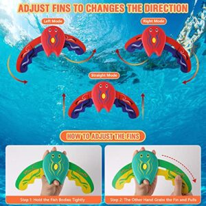 2 Pack Stingray Underwater Glider, Swimming Diving Pool Toys, Adjustable Fins, Self-propelled, Fun Water Games for Little Ones and Adult