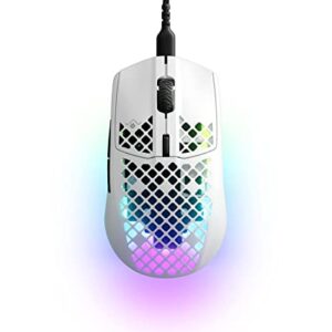 SteelSeries Aerox 3 - Super Light Gaming Mouse - 8,500 CPI TrueMove Core Optical Sensor - Ultra-Lightweight 59g Water Resistant Design - Universal USB-C connectivity - Snow (Renewed)