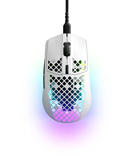 SteelSeries Aerox 3 - Super Light Gaming Mouse - 8,500 CPI TrueMove Core Optical Sensor - Ultra-Lightweight 59g Water Resistant Design - Universal USB-C connectivity - Snow (Renewed)