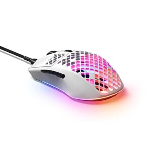 SteelSeries Aerox 3 - Super Light Gaming Mouse - 8,500 CPI TrueMove Core Optical Sensor - Ultra-Lightweight 59g Water Resistant Design - Universal USB-C connectivity - Snow (Renewed)
