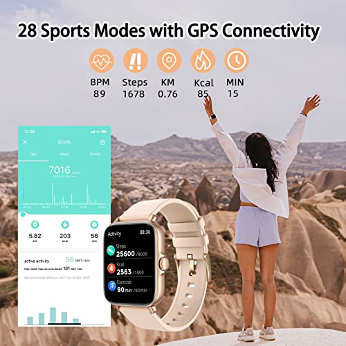 DXPICR Smart Watch(Call Receive/Dial), Full Touch Screen SmartWatch for Android and iOS Phones Compatible Fitness Tracker with Heart Rate,Sleep,Blood Oxygen,Step Counter for Men Women