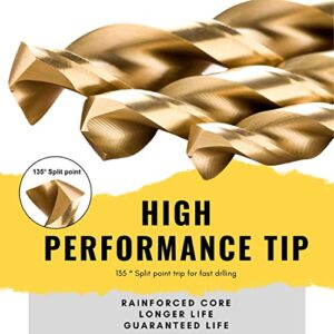 99 Pcs Titanium Coated Twist Drill Bit Set, 4241 HSS 135° Tip Metric Drill Bits Size from 1.5-10mm for Metalworking, Woodworking, Plastic Hole Drilling