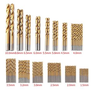 99 Pcs Titanium Coated Twist Drill Bit Set, 4241 HSS 135° Tip Metric Drill Bits Size from 1.5-10mm for Metalworking, Woodworking, Plastic Hole Drilling