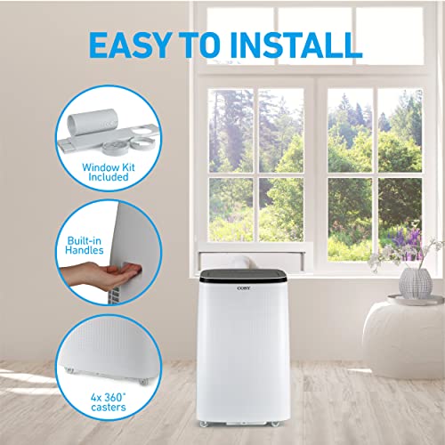 COBY Portable Air Conditioner 3-in-1 AC Unit, Dehumidifier & Fan, Air Conditioner 15,000 BTU Portable AC Unit with Remote Control for Rooms up to 775 Sq. Ft, 24-Hour Timer, & Installation Kit