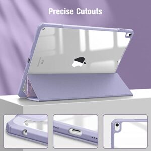 Fintie Hybrid Slim Case for iPad Air 3rd Generation 10.5" 2019 / iPad Pro 10.5 Inch 2017 - [Built-in Pencil Holder] Shockproof Cover with Clear Transparent Back Shell, Lilac Marble