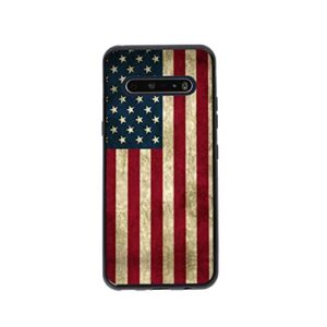 pambea limber compatible with lg v60 thinq 5g usa flagcase,retro american usa flag graphic design for lg case men women,shockproof soft silicone trendy cool case for lg
