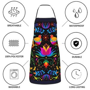 Senheol Day of The Dead Mexican Aprons, Kitchen Chef Waterproof Adjustable Mexican Apron For Bbq With Pockets, Mexican Dia De Los Muertos Gift For Women Men