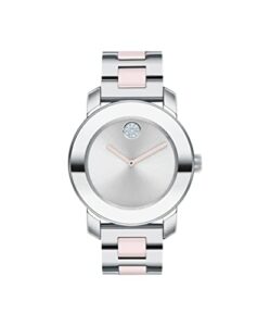 movado women's bold ceramic swiss quartz watch with stainless steel strap, two tone, 18 (model: 3600801)