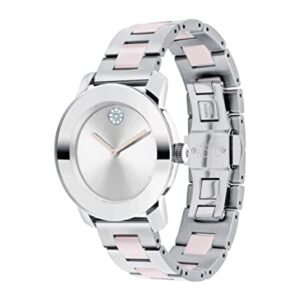 Movado Women's Bold Ceramic Swiss Quartz Watch with Stainless Steel Strap, Two Tone, 18 (Model: 3600801)