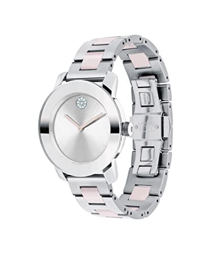 Movado Women's Bold Ceramic Swiss Quartz Watch with Stainless Steel Strap, Two Tone, 18 (Model: 3600801)