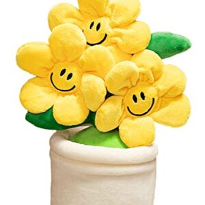 11.8 Inch Super Cute Sun Flower Smiling Face Flower Creative Stuffed Plants Plush Toy Room Decoration for Your Family Birthday Gifts (3. Yellow)