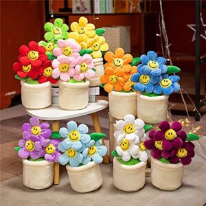 11.8 Inch Super Cute Sun Flower Smiling Face Flower Creative Stuffed Plants Plush Toy Room Decoration for Your Family Birthday Gifts (3. Yellow)