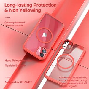 TAURI [5 in 1 Defender Designed for iPhone 11 Case, Anti-Yellowing with 2 Pack Tempered Glass Screen Protector + 2 Pack Camera Lens Protector Slim Cover for iPhone 11 6.1 inch-Red