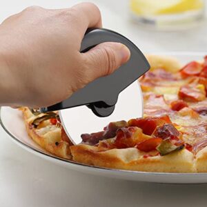 Kyraton Pizza Cutter Wheel Pack of 2 with Black Protective Blade Cover, Stainless Steel Super Sharp and Easy To Clean Pizza Slicer, Kitchen Gadget with Protective Blade Guard.