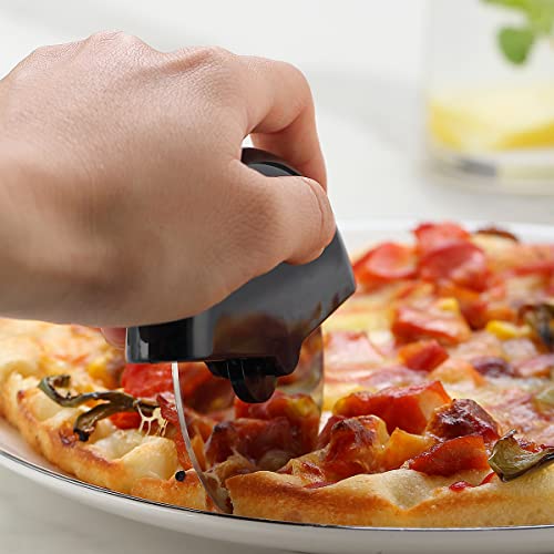 Kyraton Pizza Cutter Wheel Pack of 2 with Black Protective Blade Cover, Stainless Steel Super Sharp and Easy To Clean Pizza Slicer, Kitchen Gadget with Protective Blade Guard.