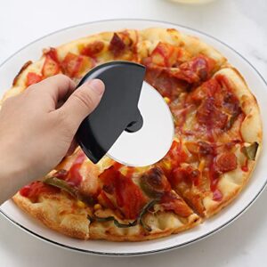 Kyraton Pizza Cutter Wheel Pack of 2 with Black Protective Blade Cover, Stainless Steel Super Sharp and Easy To Clean Pizza Slicer, Kitchen Gadget with Protective Blade Guard.