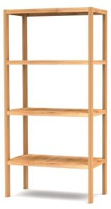 purbambo 4 tier bamboo shelf, freestanding book shelf bookcase storage rack for bathroom kitchen living room