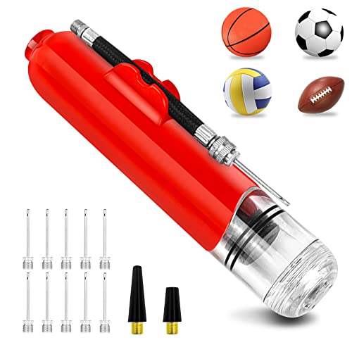 ONG NAMO Ball Pump with 10 Needles for Sports Basketball Soccer Ball Football, Portable Hand Air Pump Kit for Inflating, Soccer & Basketball Pump with 2 Nozzles Extension