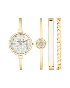 anne klein women's japanese quartz dress watch with metal strap, gold, 4.5 (model: ak/1470wtst)