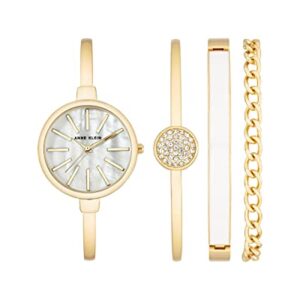 Anne Klein Women's Japanese Quartz Dress Watch with Metal Strap, Gold, 4.5 (Model: AK/1470WTST)