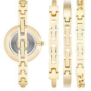 Anne Klein Women's Japanese Quartz Dress Watch with Metal Strap, Gold, 4.5 (Model: AK/1470WTST)