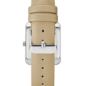 Nine West Women's Japanese Quartz Dress Watch with Faux Leather Strap, Beige, 18 (Model: NW/2117SVTN), Tan/Silver